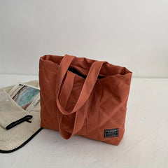 Angle Embroidery Tote Bag Puffer Nylon Shoulder Bag Padded Handbags For Women