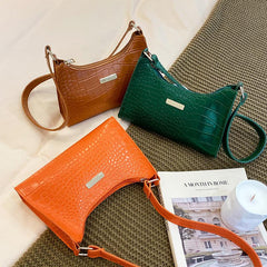 Crocodile Embossed Shoulder Bag PU Leather Women's Handbag