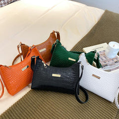 Crocodile Embossed Shoulder Bag PU Leather Women's Handbag
