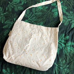 Casual Daisy Pattern Canvas Shoulder Bag Large Capacity Shopping Bag