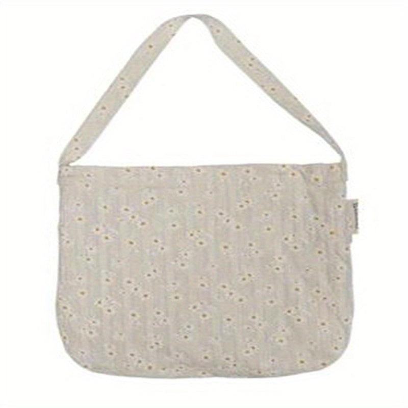 Casual Daisy Pattern Canvas Shoulder Bag Large Capacity Shopping Bag
