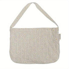 Casual Daisy Pattern Canvas Shoulder Bag Large Capacity Shopping Bag