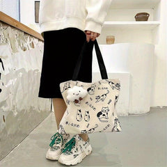 Durable Canvas Shoulder Bag Large Capacity Handbag