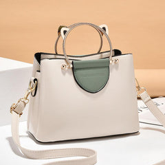 Metal Cat Handle Bucket Bag Women's Crossbody Bag