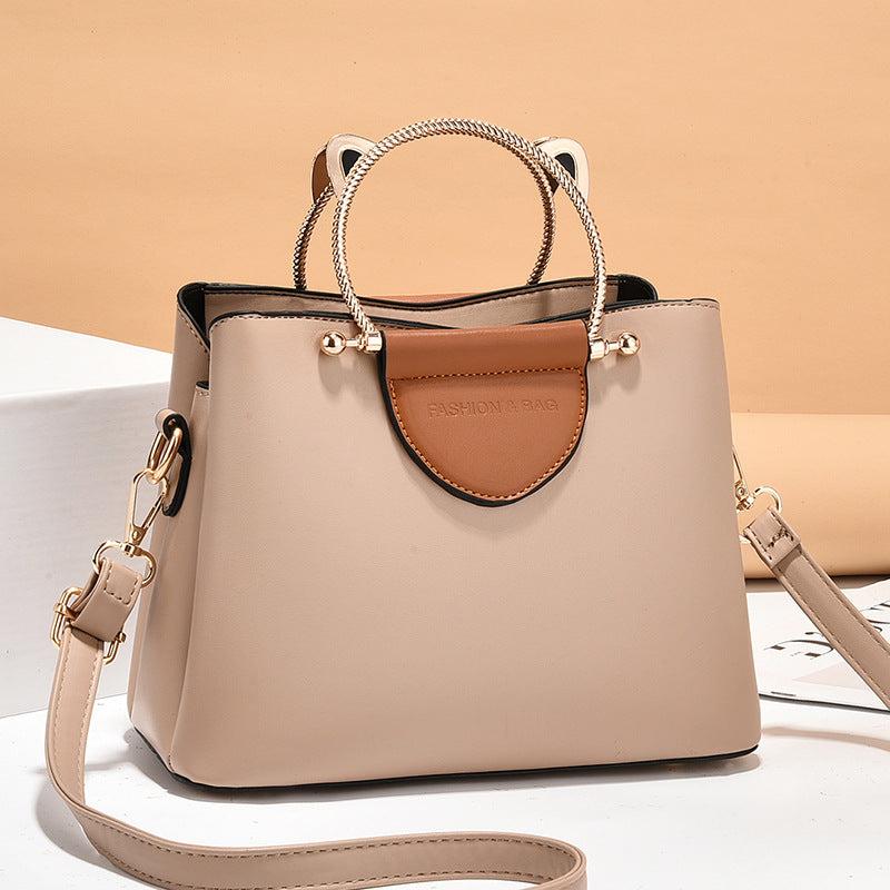 Metal Cat Handle Bucket Bag Women's Crossbody Bag