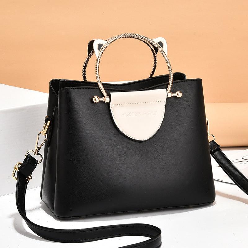 Metal Cat Handle Bucket Bag Women's Crossbody Bag