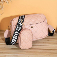 Stylish Shoulder Bag With Little Pouch Letter Pattern Crossbody Bag