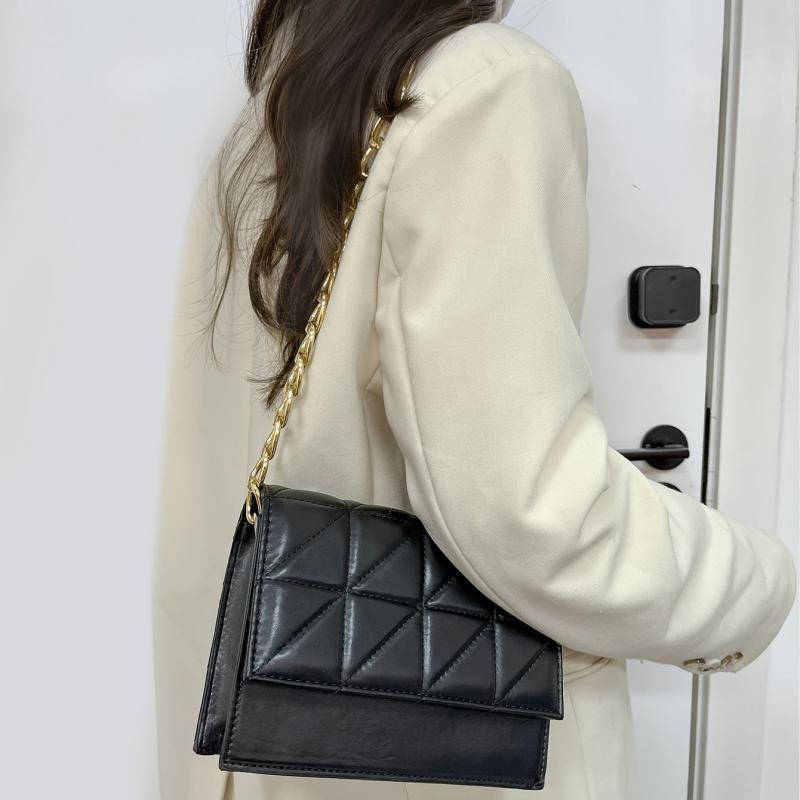 Quilted Chain Shoulder Square Bag Women's Flap Crossbody Purse