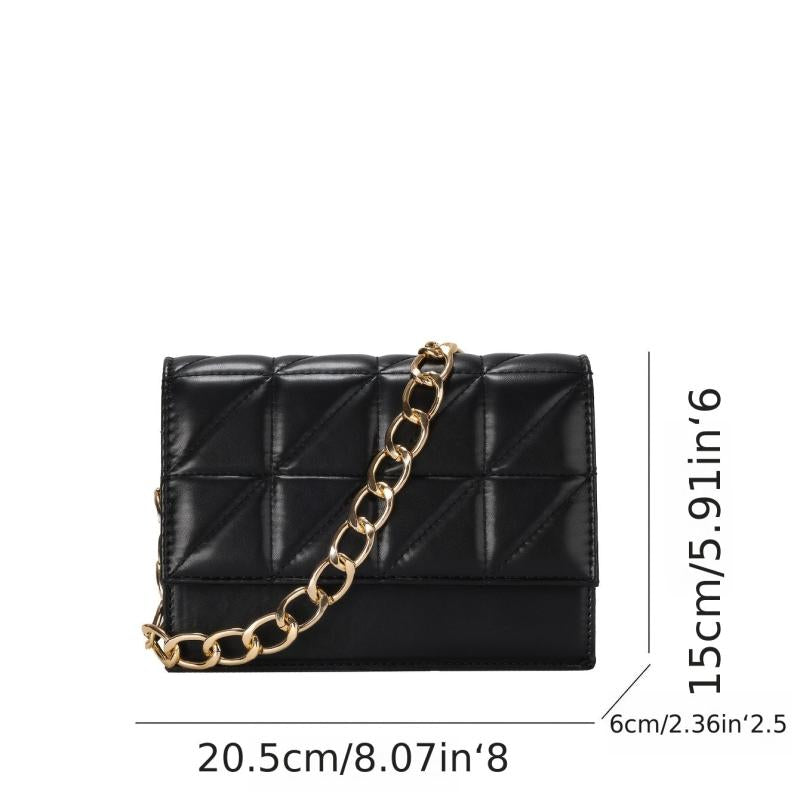 Quilted Chain Shoulder Square Bag Women's Flap Crossbody Purse