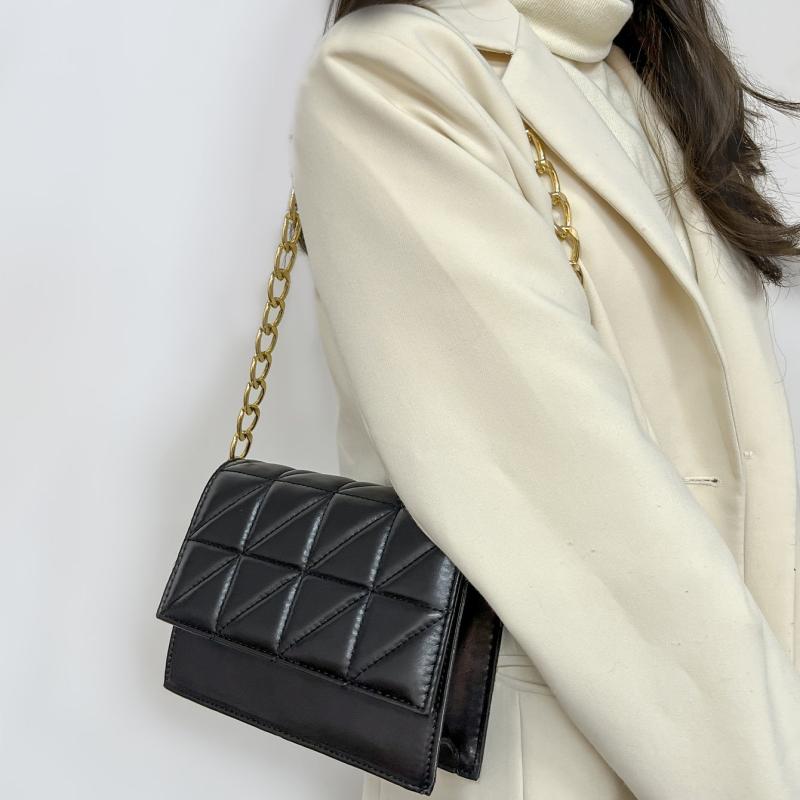 Quilted Chain Shoulder Square Bag Women's Flap Crossbody Purse