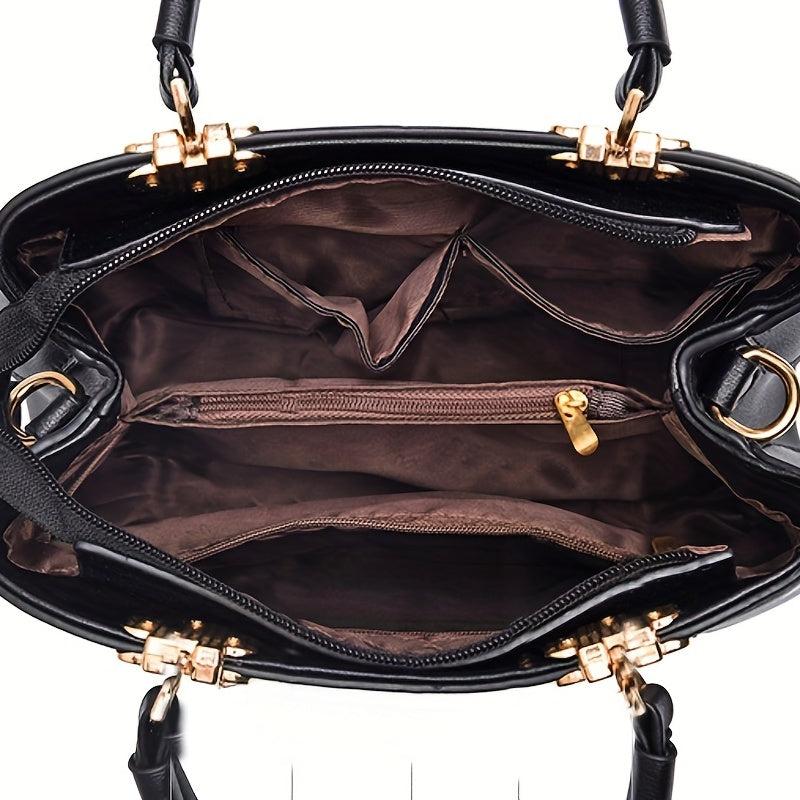 Flower Embroidered Handbags PU Crossbody Bag Women's Top Handle Satchel Purse