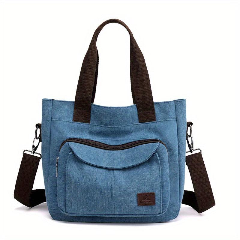 Canvas Large Capacity Zip Shoulder Bag