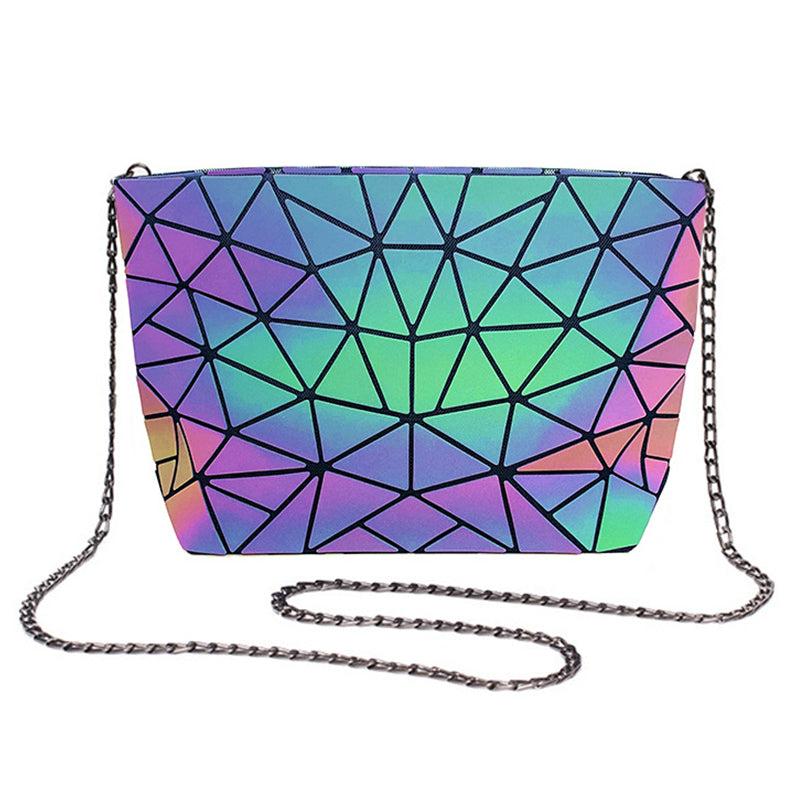 Geometric Holographic Luminous Shoulder Bag