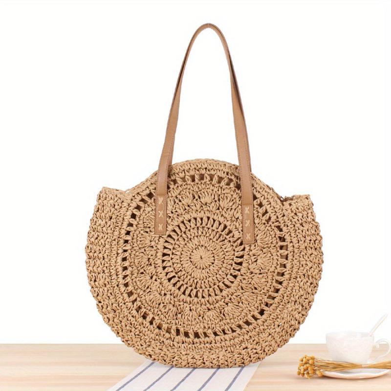 Round Straw Shoulder Bag Large Capacity Beach Bag