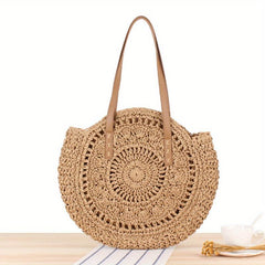 Round Straw Shoulder Bag Large Capacity Beach Bag