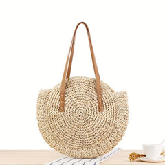 Round Straw Shoulder Bag Large Capacity Beach Bag