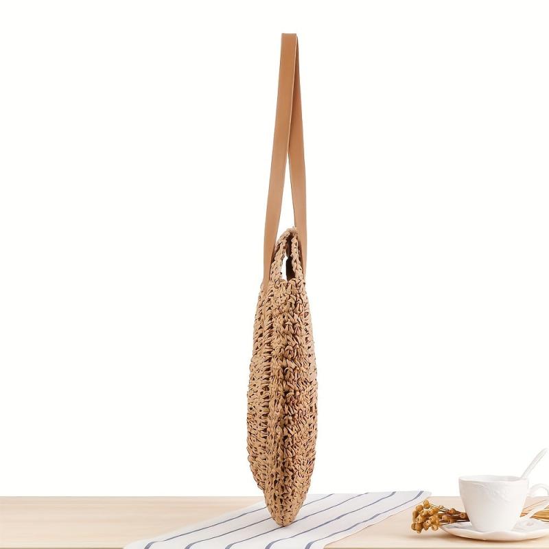 Round Straw Shoulder Bag Large Capacity Beach Bag