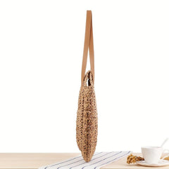 Round Straw Shoulder Bag Large Capacity Beach Bag