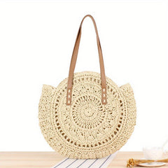 Round Straw Shoulder Bag Large Capacity Beach Bag