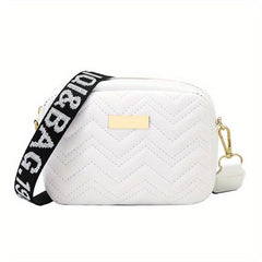 Wide Strap Cube Crossbody Bag Textured Classic Shoulder Bag
