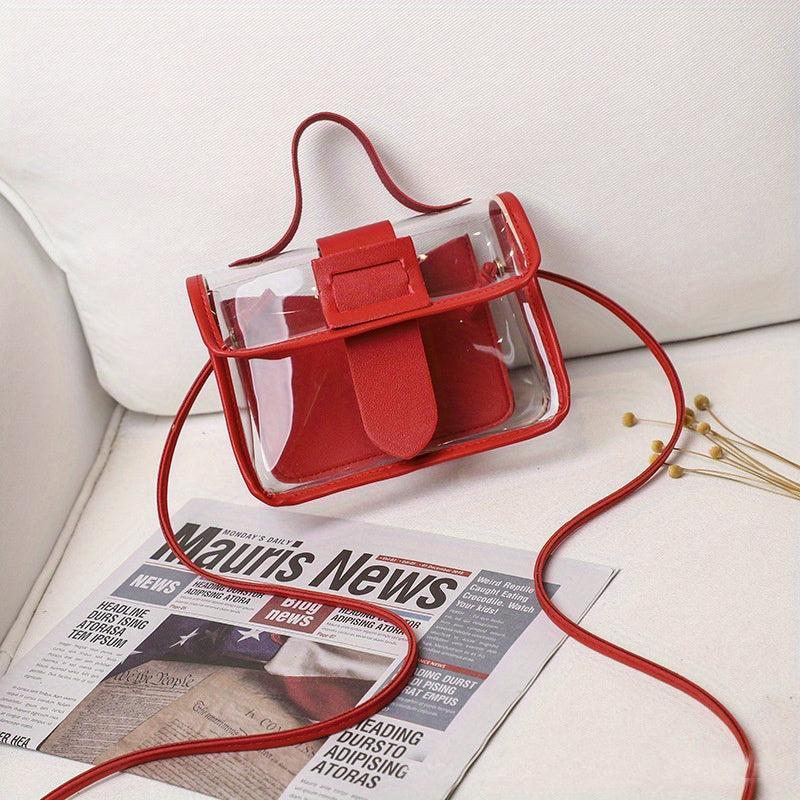 Mini Clear Satchel Crossbody Bag PU Leather Textured Bag