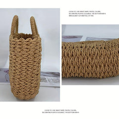 Round Top Handle Straw Bag Large Capacity Tote Bag