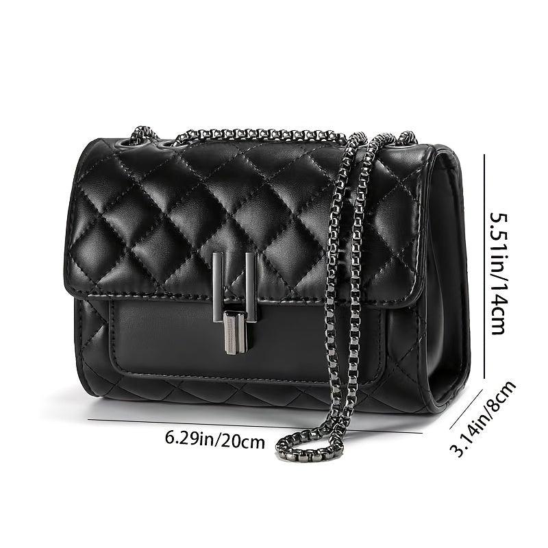 Argyle Crossbody Bag Quilted Chain Shoulder Purse Solid Square