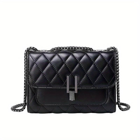 Argyle Crossbody Bag Quilted Chain Shoulder Purse Solid Square