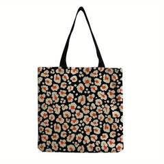 Leopard Print Square Shoulder Bag Large Capacity Reusable Shopping Bag