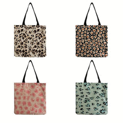Leopard Print Square Shoulder Bag Large Capacity Reusable Shopping Bag