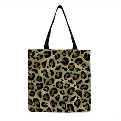 Leopard Print Square Shoulder Bag Large Capacity Reusable Shopping Bag