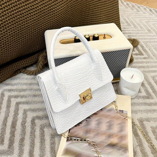 Crocodile Embossed Small Satchel Bag Shoulder Crossbody Women's Bag
