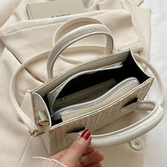 Minimalist Straw Square Bag Shoulder Handbag Women's Niche