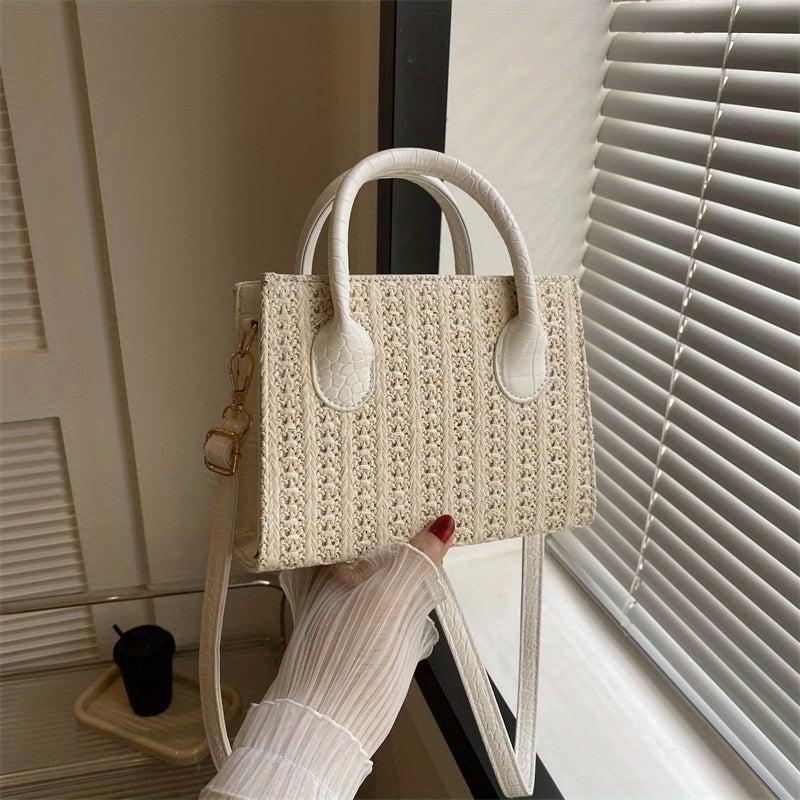 Minimalist Straw Square Bag Shoulder Handbag Women's Niche