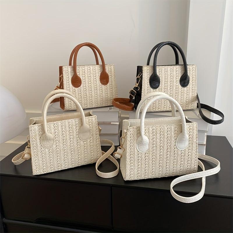 Minimalist Straw Square Bag Shoulder Handbag Women's Niche