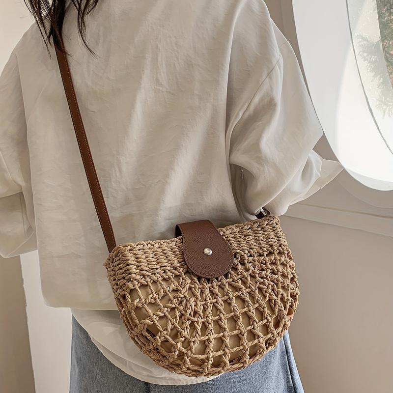 Women's Straw Crossbody Bag All Match Beach Shoulder Bag