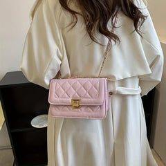 Quilted Chain Crossbody Bag Flap Square Purse Faux Leather Shoulder Bag