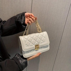 Quilted Chain Crossbody Bag Flap Square Purse Faux Leather Shoulder Bag