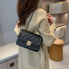 Quilted Chain Crossbody Bag Flap Square Purse Faux Leather Shoulder Bag