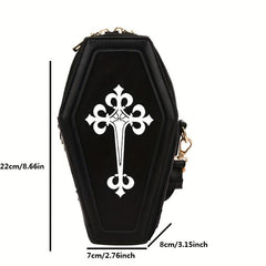 Gothic Coffin Novelty Bag Crossbody Handbag for Halloween