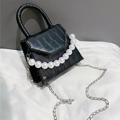 Mini Stone Pattern Shoulder Bag with Chain