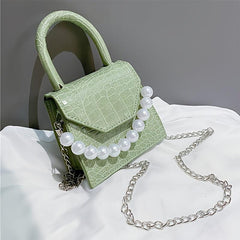 Mini Stone Pattern Shoulder Bag with Chain