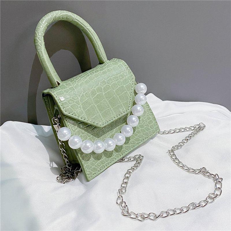 Mini Stone Pattern Shoulder Bag with Chain