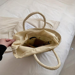 Boho Style Straw Crossbody Bag Hollow Out Woven Beach Tote