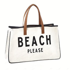 Canvas Tote Bag Large Summer Beach Handbag Letter Print