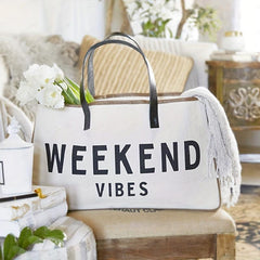 Canvas Tote Bag Large Summer Beach Handbag Letter Print