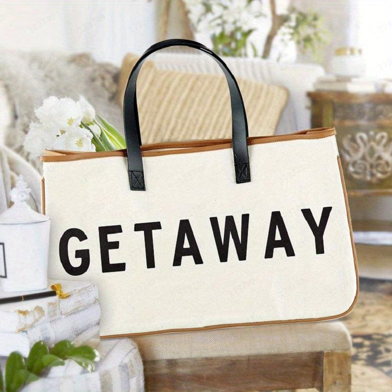 Canvas Tote Bag Large Summer Beach Handbag Letter Print
