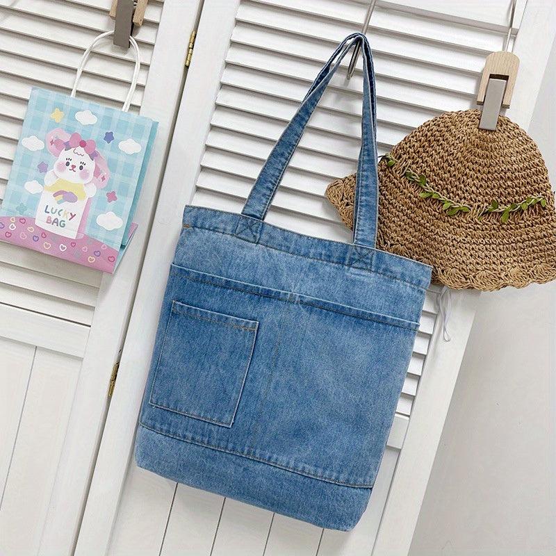Denim Canvas Shoulder Bag Commuter Handbag Large Capacity Tote Bag