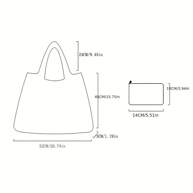 Yellow Bee Print Nylon Tote Bag Reusable Shoulder Bag