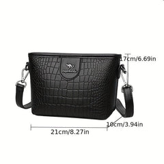 Retro Crocodile Pattern Bucket Bag Women's Crossbody Bag